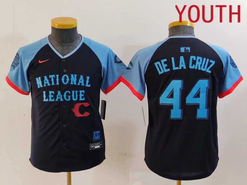 Youth Cincinnati Reds #44 Delacruz Blue All star 2024 Nike MLB Jersey style 3